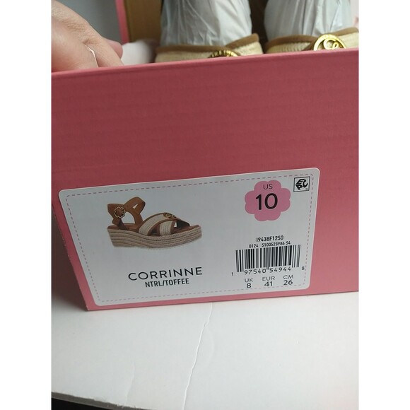 Sam & Libby Women's Corrinne Wedge Sandal, US 10 natural toffee strap criss cros - Picture 2 of 12